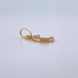 Dije Luna 0.95gr / 2cm / Circones Blancos Oro Amarillo 18K &