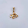 Dije Pez 1.1gr / 1.9cm / Circones Blancos Oro Amarillo 18K &