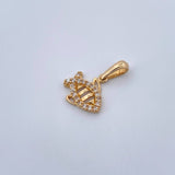 Dije Pez 1.1gr / 1.9cm / Circones Blancos Oro Amarillo 18K &