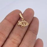 Dije Pez 1.1gr / 1.9cm / Circones Blancos Oro Amarillo 18K &