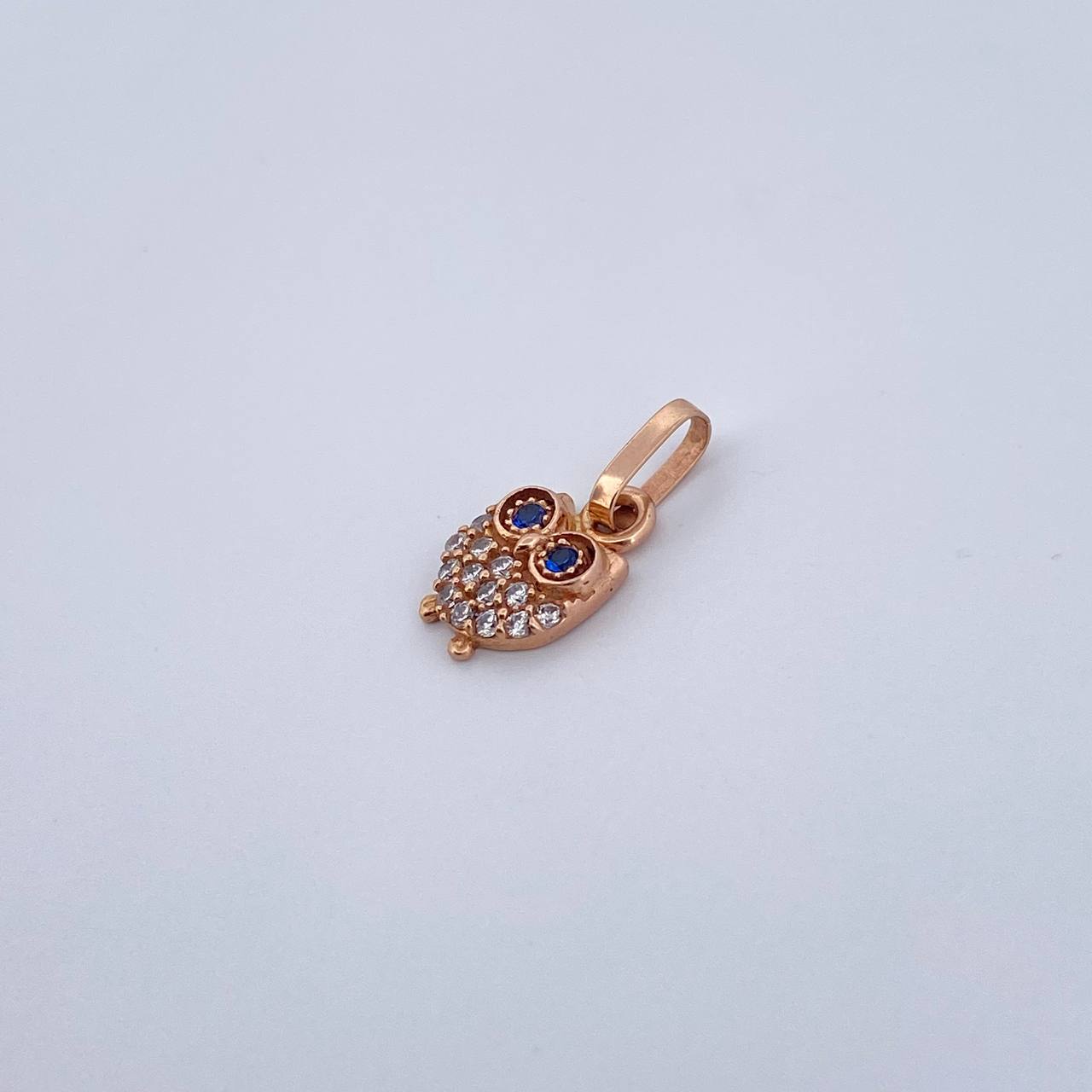Dije Buho 0.45gr / 1.3cm / Circones Blancos Azules Oro _Rosa 18K &
