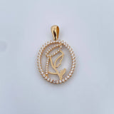 Dije Virgen Maria 2.65gr / 3cm / Circones Blancos Oro Amarillo 18K &