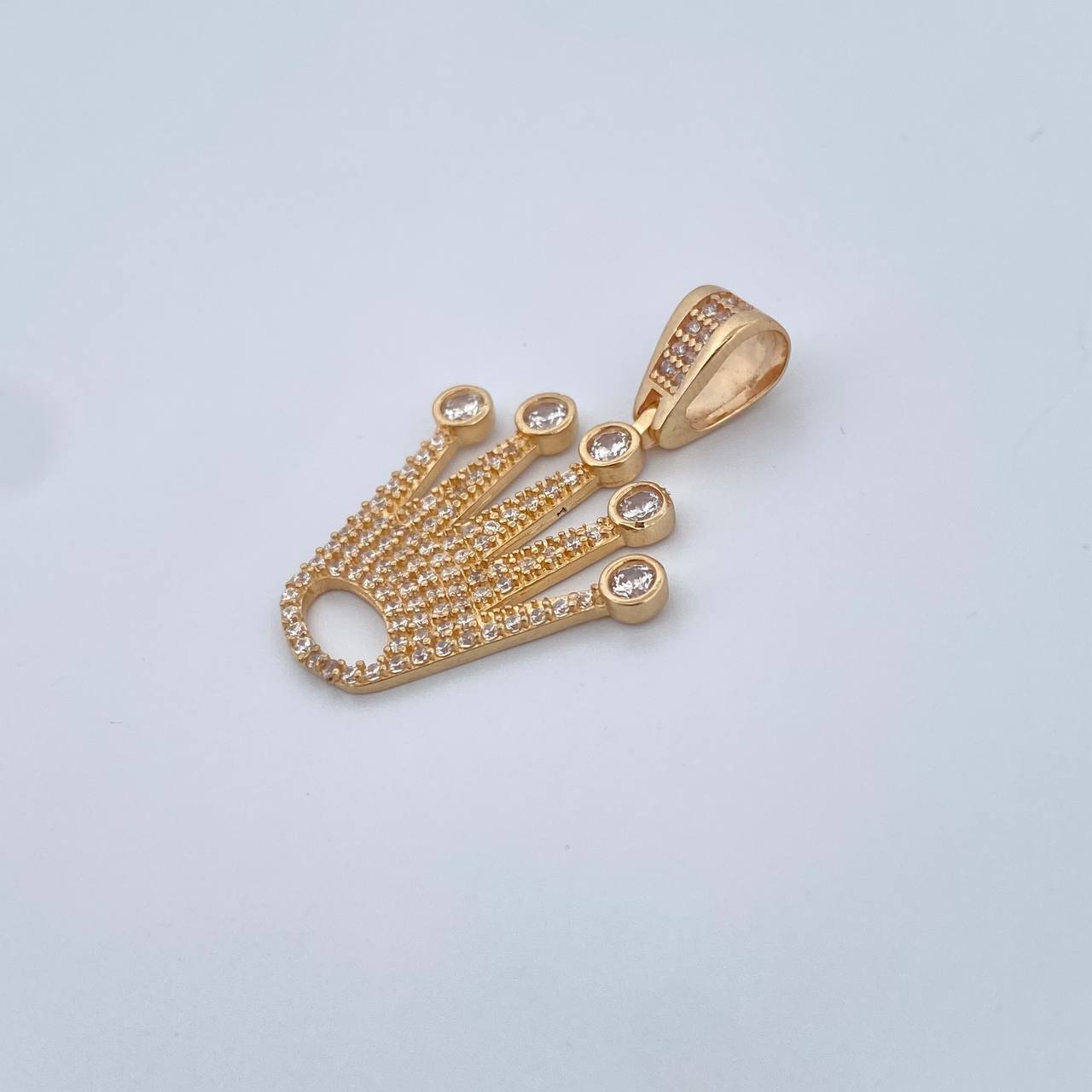 Dije Corona RX 3.55gr / 3.1cm / Circones Blancos Oro Amarillo 18K &