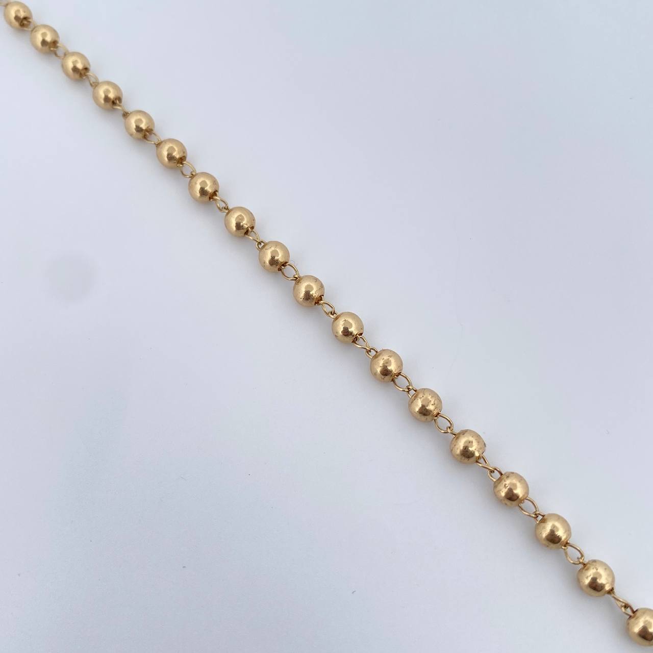 Pulso Tipo Militar 4.1gr / 18.2cm / 4mm Bolas Lisas Oro Amarillo 18K &