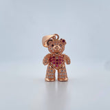 Dije Oso Articulado Corazon 4.5gr / 2.9cm / Circones Blancos Fucsias Cafes Oro Rosa 18K &