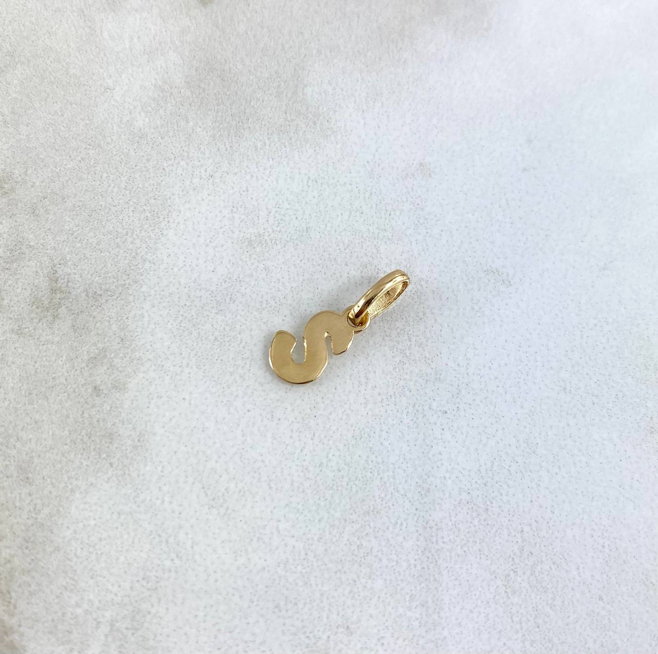 Dije Letra S Cursiva 0.35gr / 1.6cm / Lisa Oro Amarillo 18K