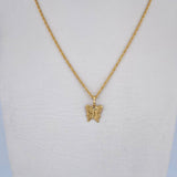 Set Cadena Lazo 0.9gr / 45cm / 0.9mm + Dije Mariposa 0.4gr / 1.4cm Plana Oro Amarillo 18K (Oferta) &