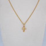 Set Cadena Lazo 0.9gr / 45cm / 0.9mm + Dije Cruz Cristo 0.45gr / 1.5cm Diamantado Oro Amarillo 18K (Oferta) &