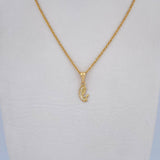 Set Cadena Lazo 0.9gr / 45cm / 0.9mm + Dije Virgen Maria 0.55gr / 1.7cm Circones Blancos Oro Amarillo 18K (Oferta) &