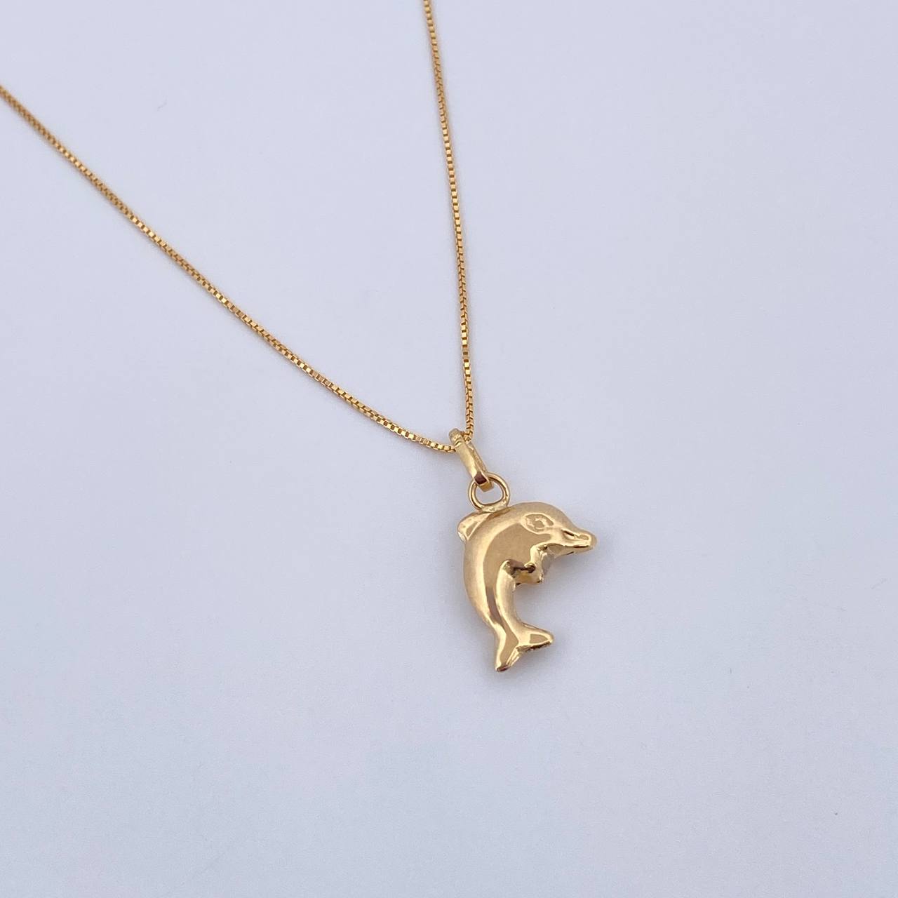 Set Cadena y Dije Veneciana+Delfin 1.55gr / 40cm / 0.55mm Oro Amarillo 18K (Oferta) $