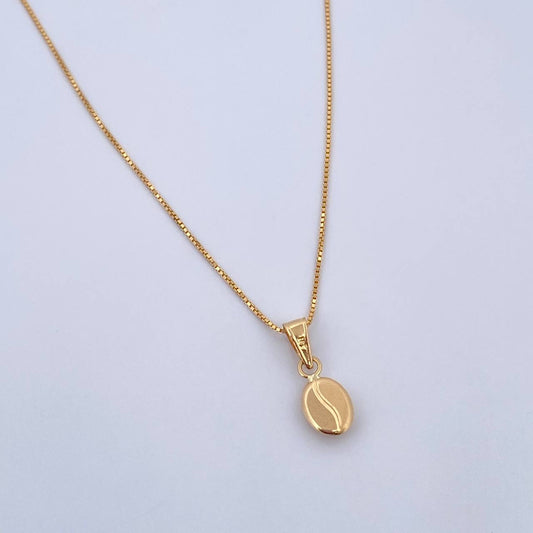 Set Cadena Veneciana 1.8gr / 45cm / 0.5mm + Dije Grano Café 0.35gr / 1.4cm Troquelado Oro Amarillo 18K (Oferta) &