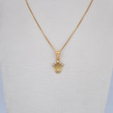 Set Cadena Veneciana 1.9gr / 51cm / 0.5mm + Dije Corona RX 0.8gr / 1.8cm Circones Blancos Oro Amarillo 18K (Oferta) &