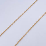 Set Cadena Singapur 1.25gr / 45cm / 0.9mm + Dije Virgen Milagrosa 0.45gr / 1.8cm Liso Oro Amarillo 18K (Oferta) &