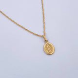 Set Cadena Singapur 1.25gr / 45cm / 0.9mm + Dije Virgen Milagrosa 0.45gr / 1.8cm Liso Oro Amarillo 18K (Oferta) &