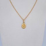 Set Cadena Singapur 1.25gr / 45cm / 0.9mm + Dije Virgen Milagrosa 0.45gr / 1.8cm Liso Oro Amarillo 18K (Oferta) &