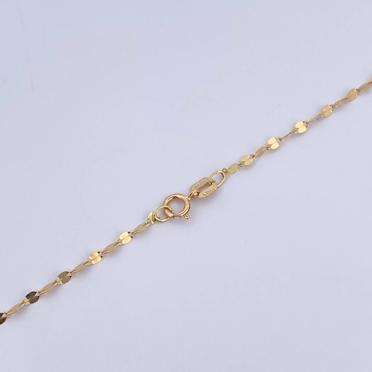 Set Cadena Flor Espejo 0.95gr / 40cm / 1.5mm + Dije Corona RX 0.65gr / 1.6cm Troquelado Oro Amarillo 18K (Oferta) &
