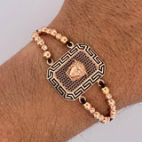 Pulsera Negra Medusa 10.8gr / Oro 18K $
