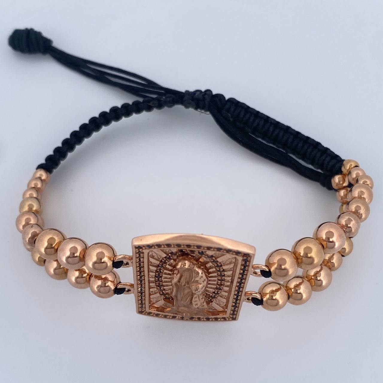 Pulsera Negra Virgen de Guadalupe 10.35gr / Oro 18K $