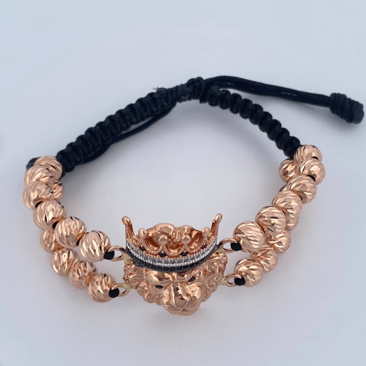 Pulsera Negra Leon Corona 13.6gr / Oro 18K $