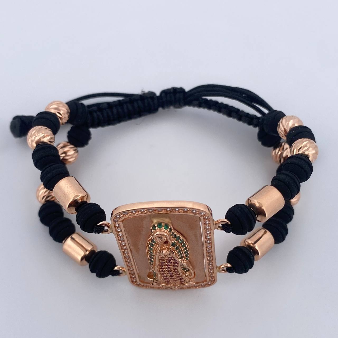 Pulsera Negra Virgen Guadalupe 14.05gr / Oro 18K $