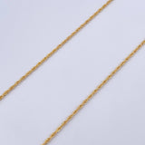 Set Cadena Lazo 0.9gr / 45cm / 0.9mm + Dije Virgen Maria 0.55gr / 1.7cm Circones Blancos Oro Amarillo 18K (Oferta) &