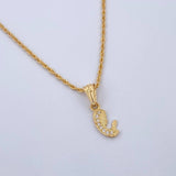 Set Cadena Lazo 0.9gr / 45cm / 0.9mm + Dije Virgen Maria 0.55gr / 1.7cm Circones Blancos Oro Amarillo 18K (Oferta) &