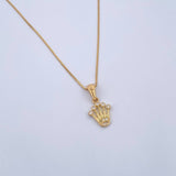 Set Cadena Veneciana 1.9gr / 51cm / 0.5mm + Dije Corona RX 0.8gr / 1.8cm Circones Blancos Oro Amarillo 18K (Oferta) &