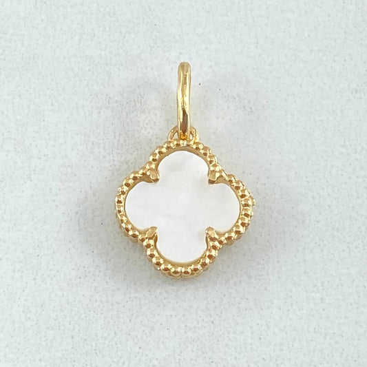 Dije Trebol Blanco 1.8gr / 1.9cm / Oro Amarillo Nac.Esp. 18K