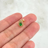 Piercing Halo Gota 1.05gr / 1cm / Circones Blancos Y Verde Oro Amarillo 18K (Joya) *
