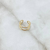 Piercing Earcuff Simulador Doble Linea 0.65gr / 1.2cm / Oro Amarillo 18K (Joya) ©