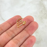 Piercing Cuatro Garras 1.7gr / 1.4cm / Circones Rosados Broche Mariposa Oro Amarillo 18K (Joya) ©