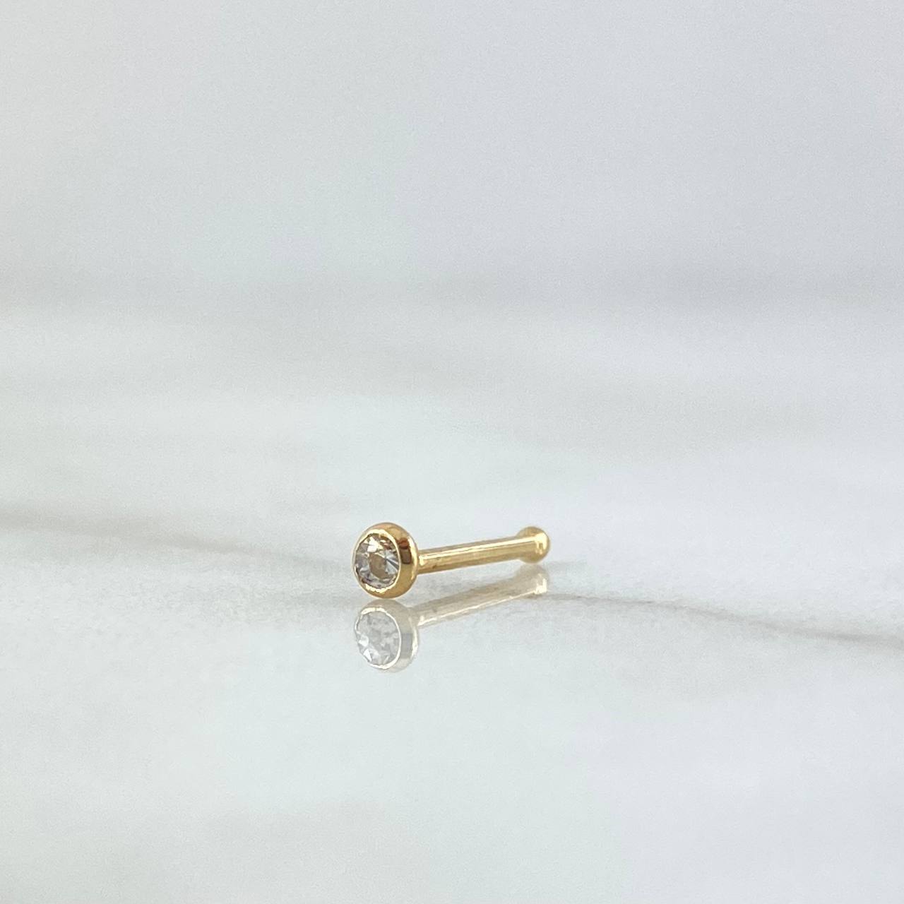 Piercing Chispa Fija Bisel 0.1gr / 1cm / Circon Blanco Oro Amarillo 18K (Joya) ©