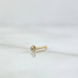 Piercing Chispa Fija Bisel 0.1gr / 1cm / Circon Blanco Oro Amarillo 18K (Joya) ©