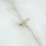 Piercing Chispa Fija Bisel 0.1gr / 1cm / Circon Blanco Oro Amarillo 18K (Joya) ©