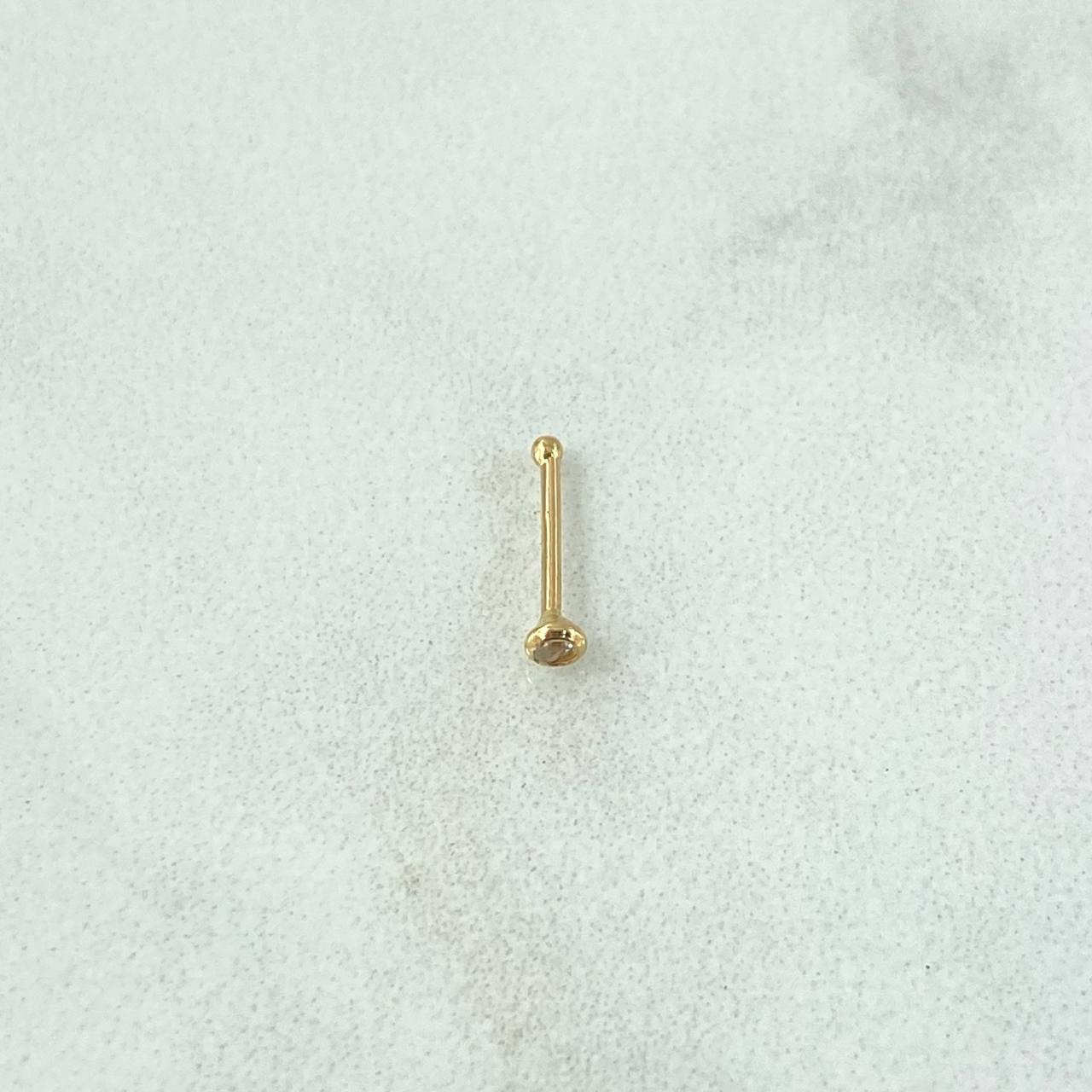 Piercing Chispa Fija Bisel 0.1gr / 1cm / Circon Blanco Oro Amarillo 18K (Joya) ©