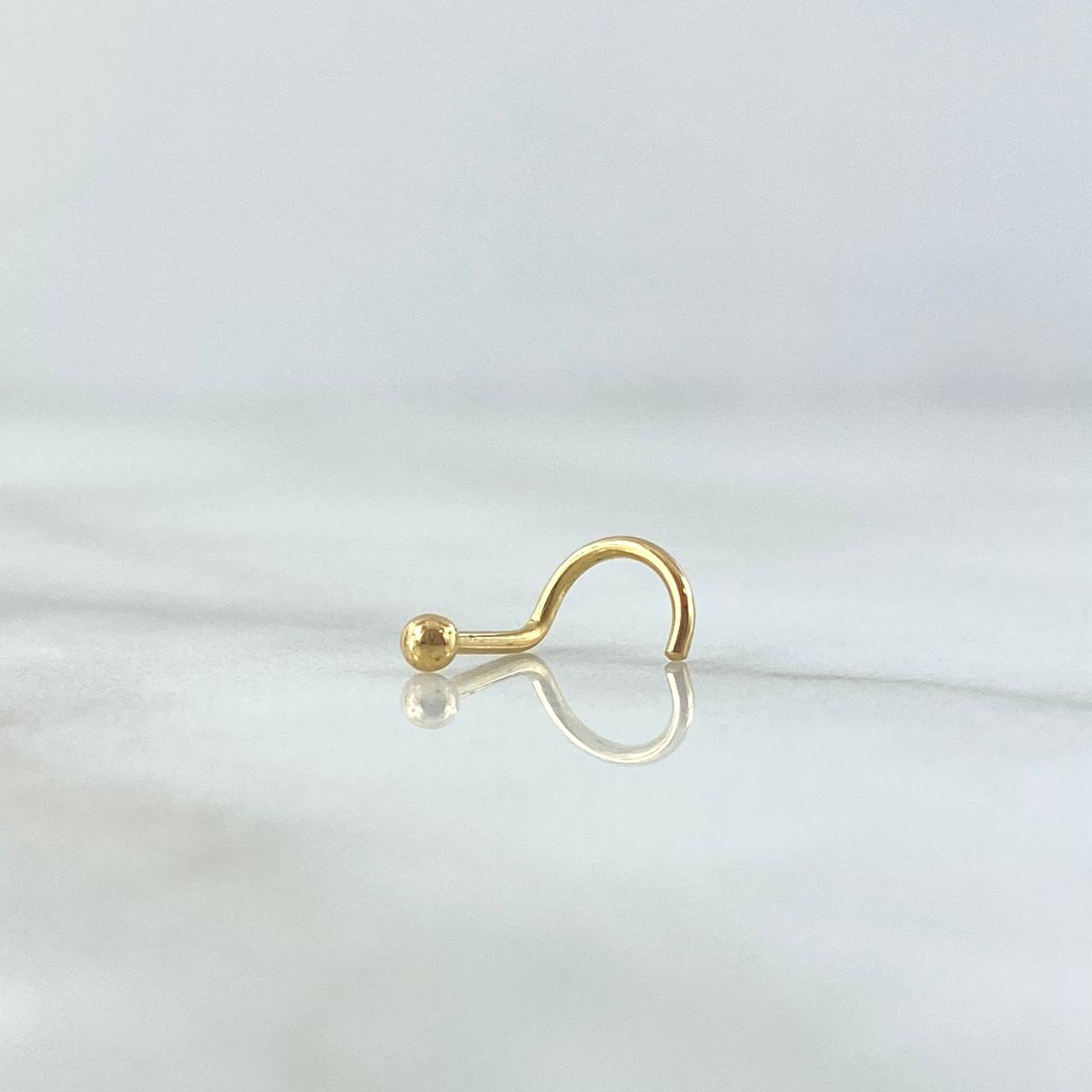 Piercing Chispa Curva Fija 0.2gr / 1cm / 2mm Bola Lisa Oro Amarillo 18K (Joya) ©