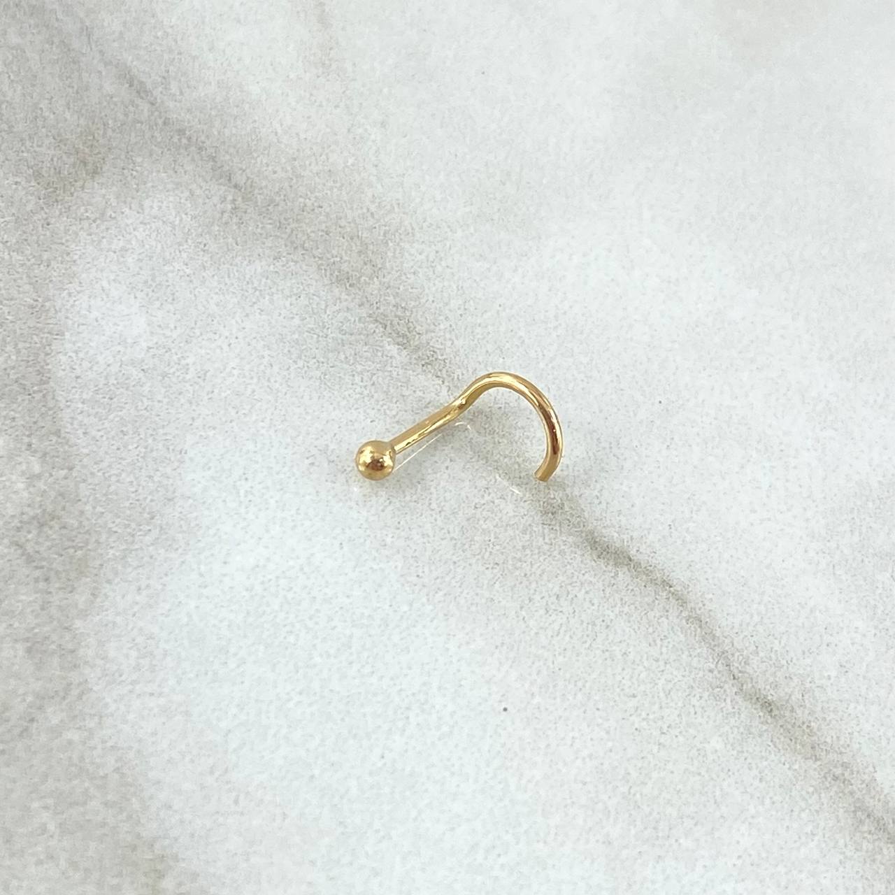 Piercing Chispa Curva Fija 0.2gr / 1cm / 2mm Bola Lisa Oro Amarillo 18K (Joya) ©