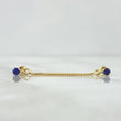 Piercing Doble Colgante 0.8gr / 4cm / Rosca Bola Circon Azul Rey Oro Amarillo 18K (Joya) ©