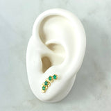 Topos Estela Curva En Nube 1.65gr / 1.6cm / Esmeraldas 64pts Oro Amarillo 18K (Joya) ©