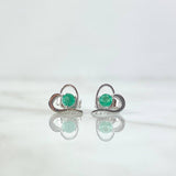 Topos Corazón Silueta 1.3gr / 8mm Esmeraldas 24pts Broche Mariposa Oro Blanco 18K (Joya) ©