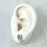 Topos Tres Aros Sello Flor 3.25gr / 1.3cm / Esmeraldas 22pts Diamantes 7pts Dos Oros Amarillo Blanco 18K (Joya) ©