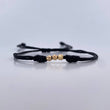 Pulsera Negra 0.25gr / 4mm Bolas Diamantadas Oro Amarillo 18K  (A.C)