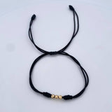 Pulsera Negra 0.25gr / 4mm Bolas Diamantadas Oro Amarillo 18K  (A.C)