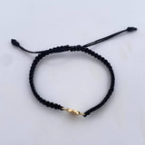 Pulsera Negra Letra A 0.4gr / Oro Amarillo 18K &