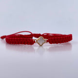 Pulsera Roja Trebol 0.65gr / Nacar Blanco Oro Amarillo Nac.Esp. 18K &
