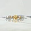 Pulsera Gris Herraje Lobo 8gr / 5mm-6mm Bolas Lisas 12und Circones Blancos Dos Oros Amarillo Blanco 18K  *