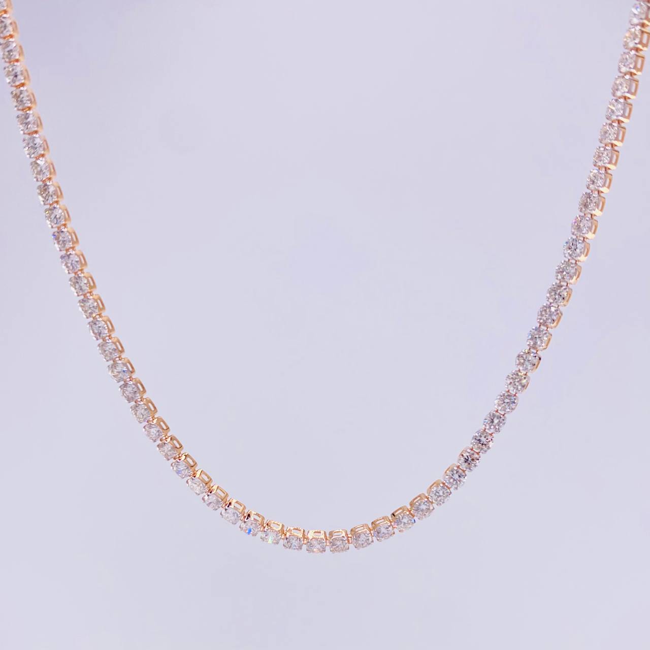 Cadena Tenis Diamantes 4,76Qts 4.6 g / 38.9 cm / 2 mm Oro Rosa 18K