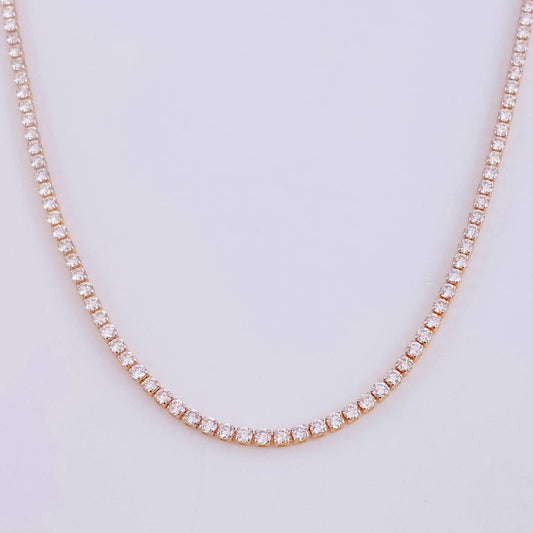 Cadena Tenis Diamantes 4,76Qts 4.6 g / 38.9 cm / 2 mm Oro Rosa 18K