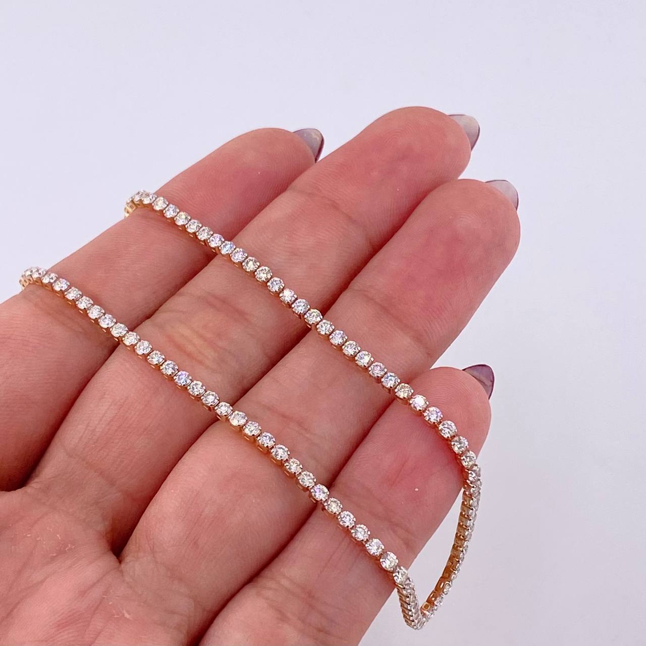 Cadena Tenis Diamantes 4,76Qts 4.6 g / 38.9 cm / 2 mm Oro Rosa 18K