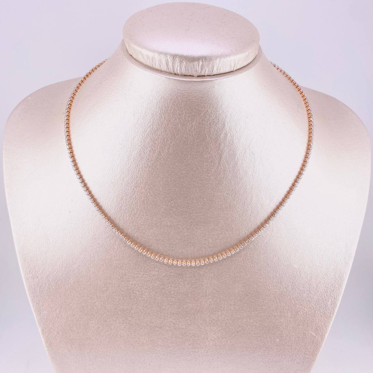 Cadena Tenis Diamantes 4,76Qts 4.6 g / 38.9 cm / 2 mm Oro Rosa 18K
